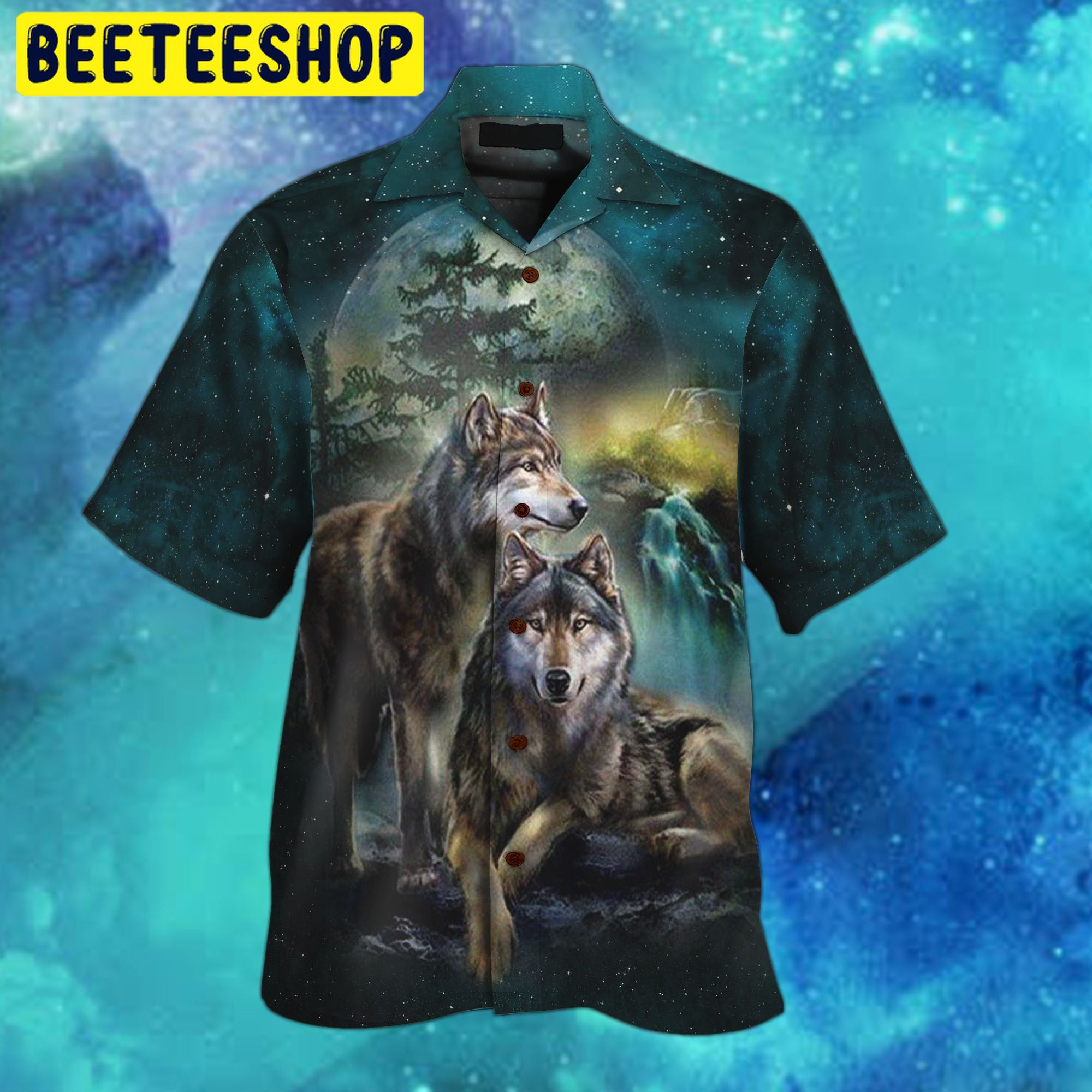 Wolf Beautiful Night 3D All Over Printed Combo Trending Hawaiian Shirt