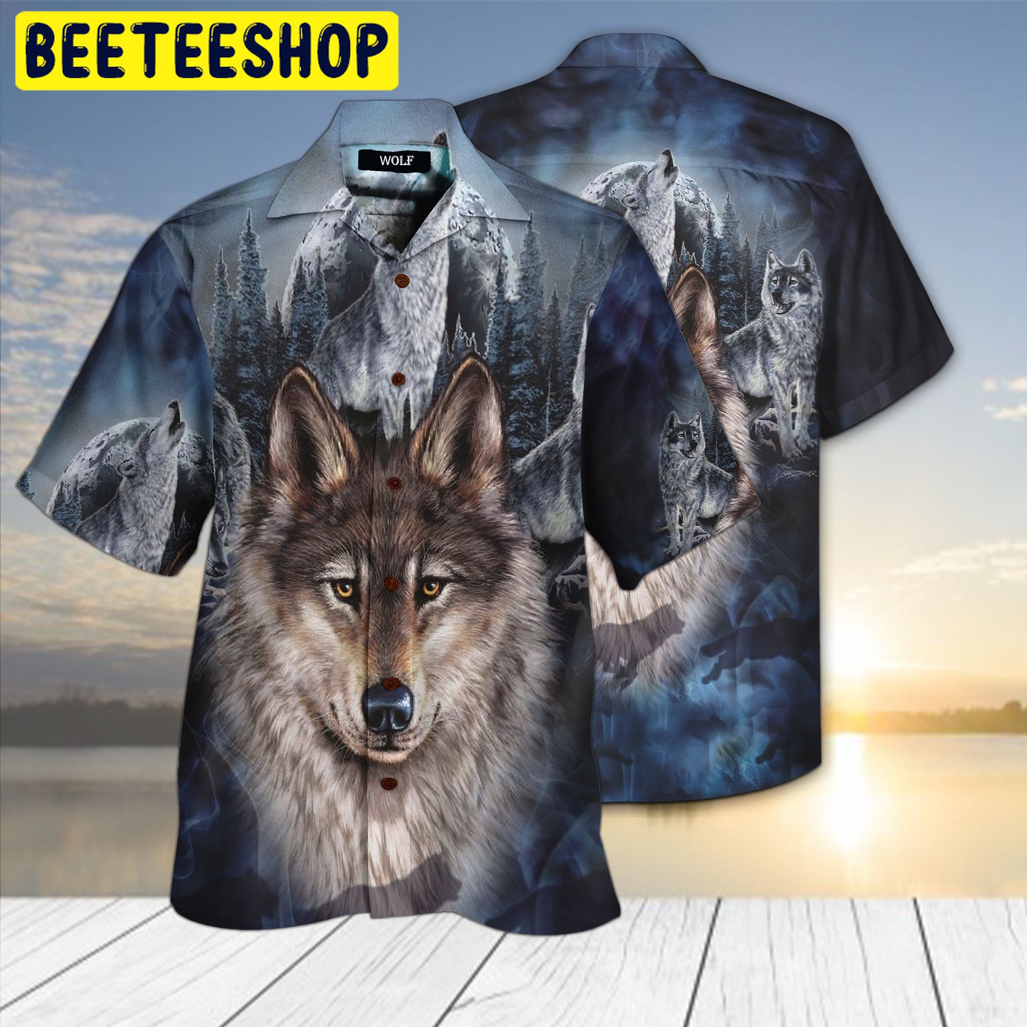 Wolf Moon 3D All Over Printed Trending Hawaiian Shirt