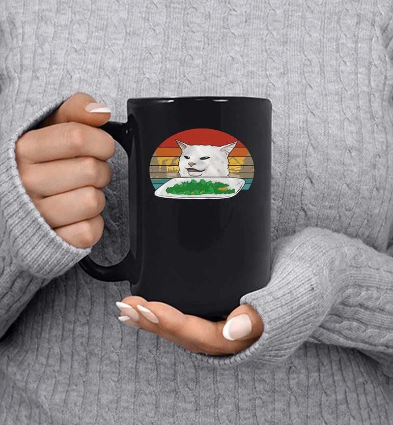 Woman Yelling At Cat Vintage Mug