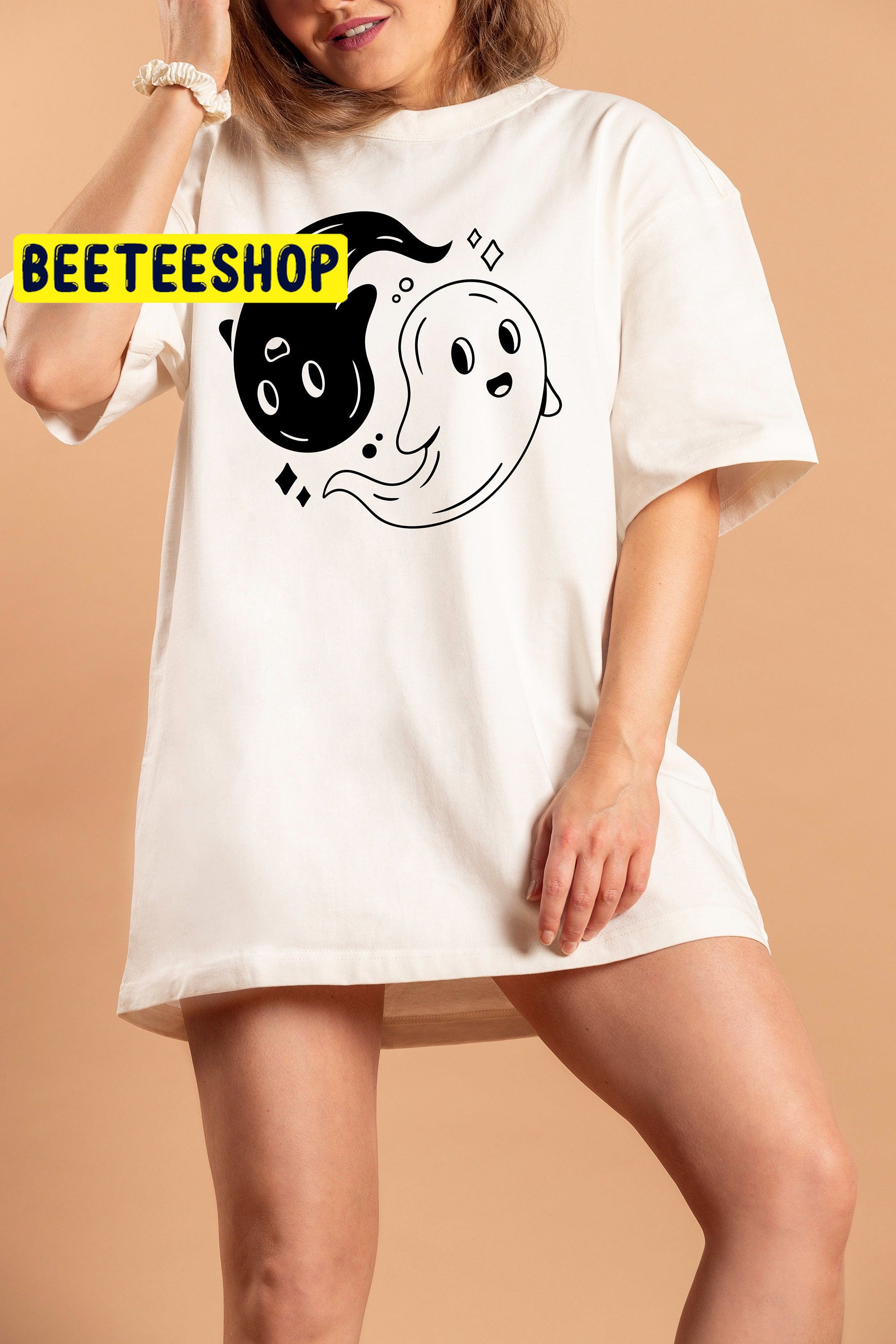 Yin Yang Ghost Spooky Season Kawaii Halloween Trending Unisex Shirt