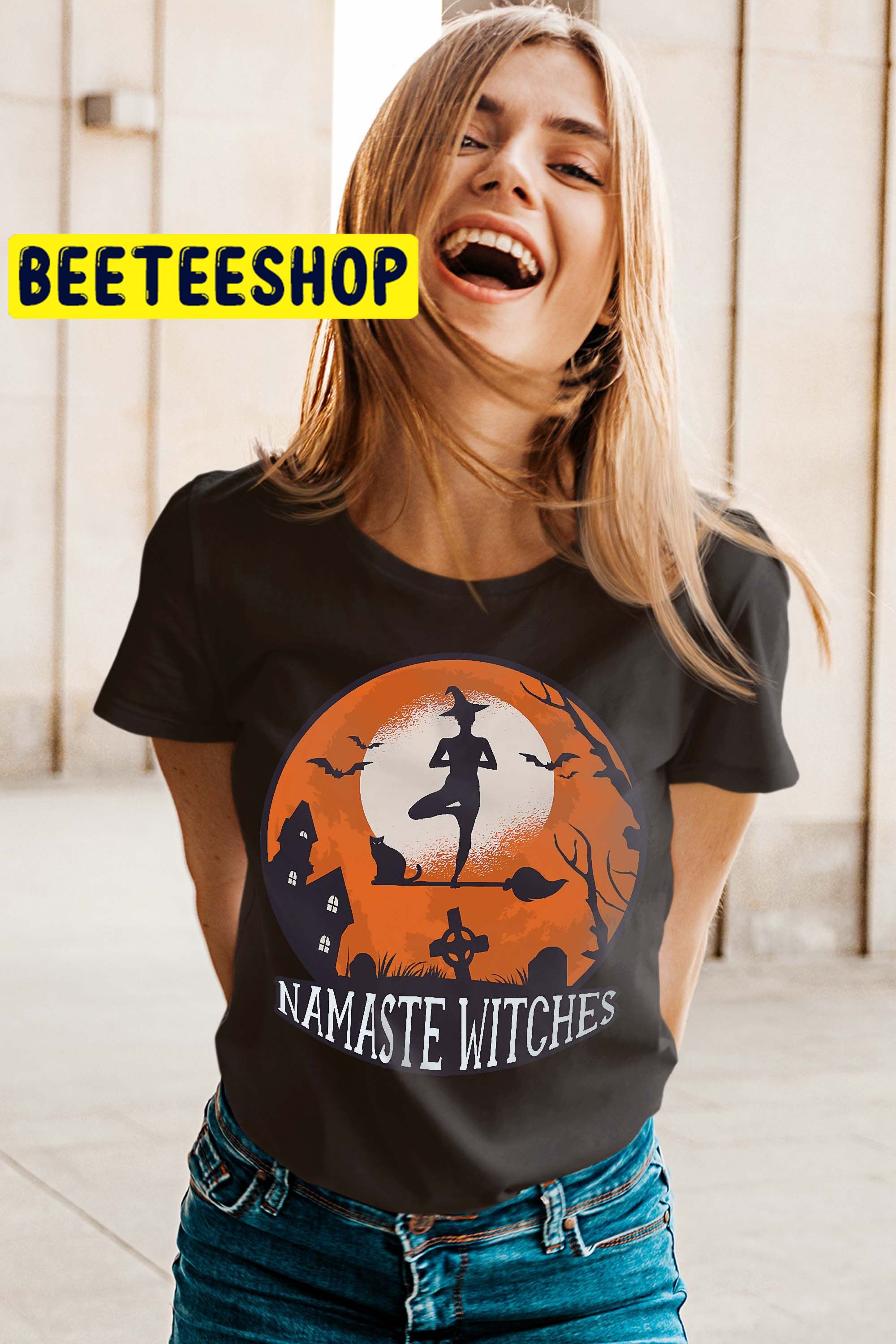 Yoga Namaste Witches Halloween Trending Unisex Shirt