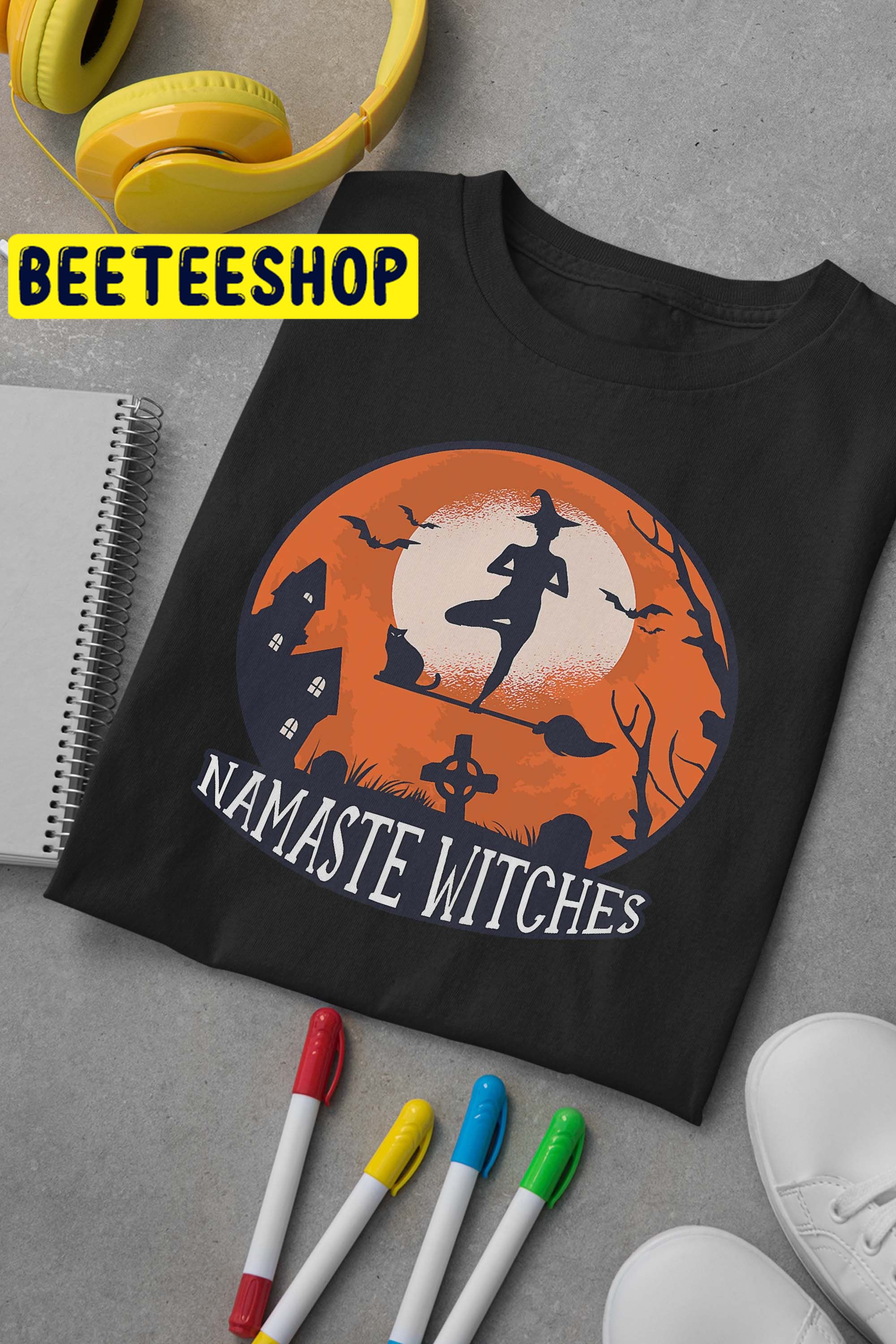 Yoga Namaste Witches Halloween Trending Unisex Shirt