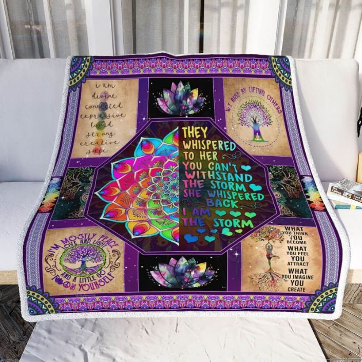 Yoga Queen Mandala They Whispered To Her You Can’t Withstand The Storm Comfy Sofa Throw Blanket