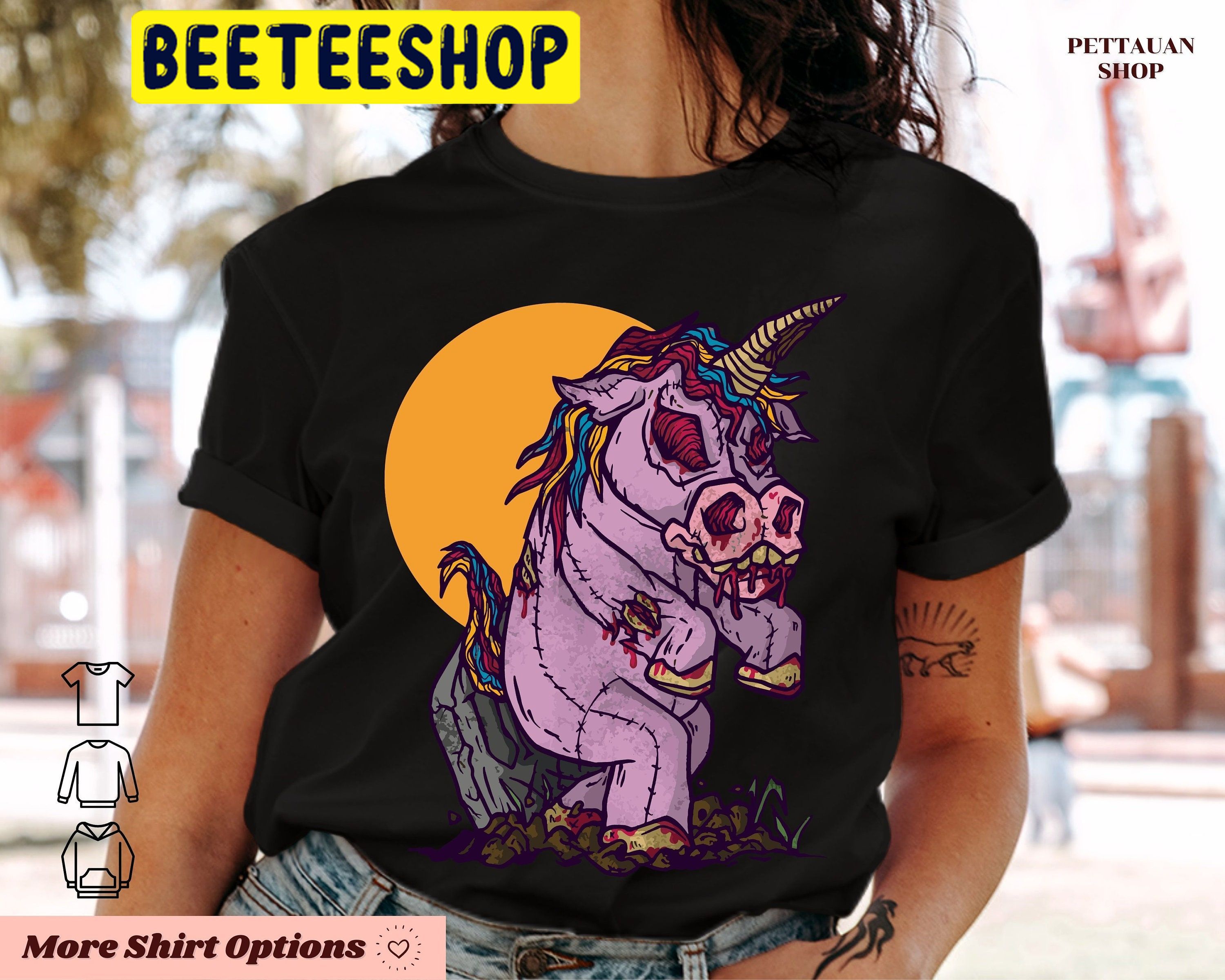 Zombie Unicorn Toy Full Moon Spooky HalloweenTrending Unisex Shirt