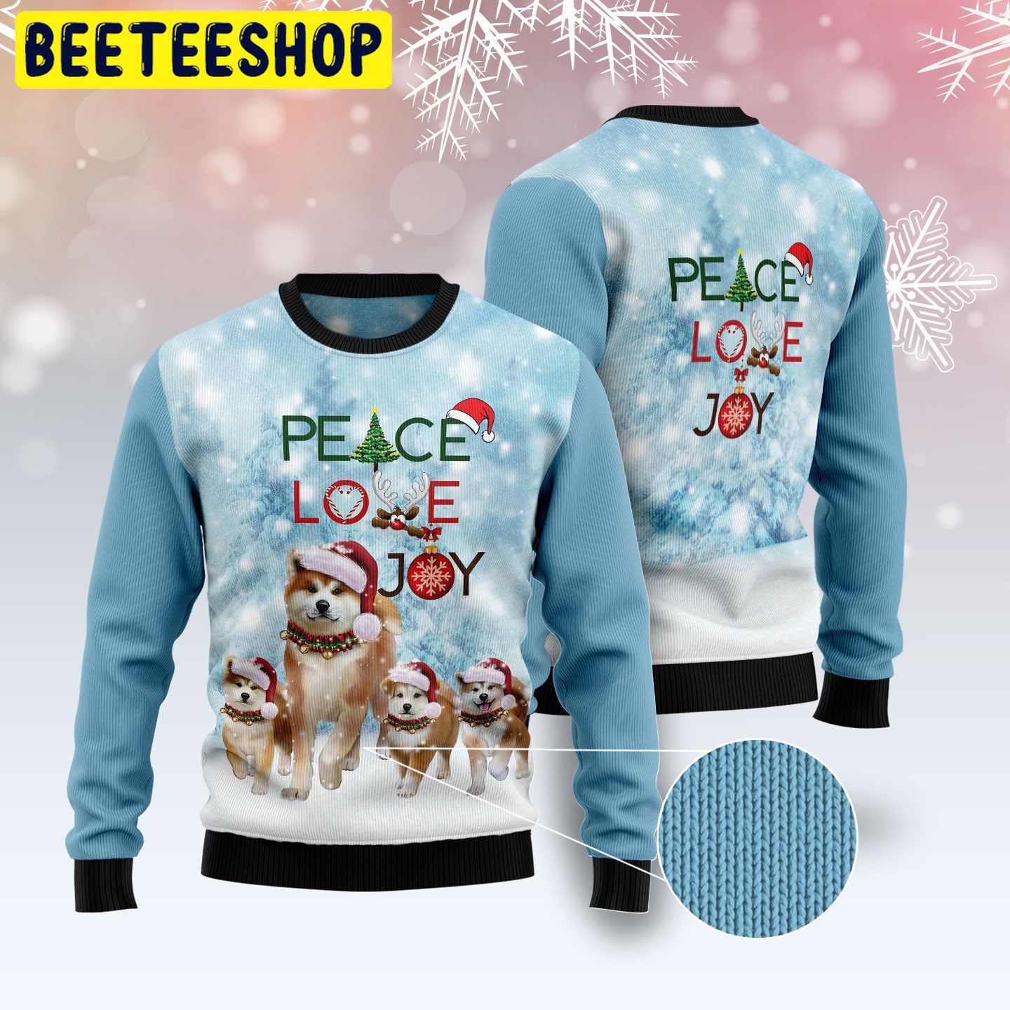 Akita Peace Love Joy Trending Ugly Sweatshirt