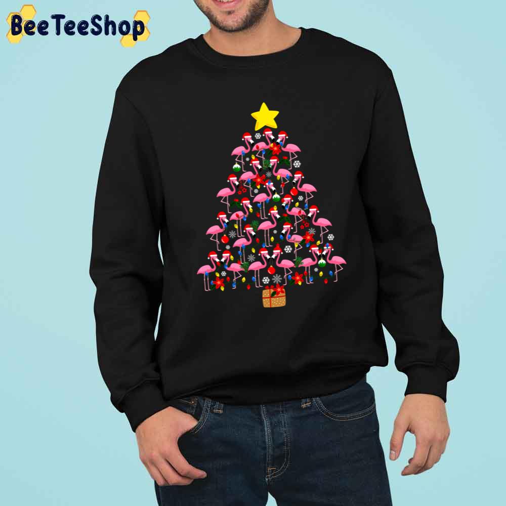 Aku Lali Jenengmu Flamingo Christmas Tree Trending Unisex Sweatshirt