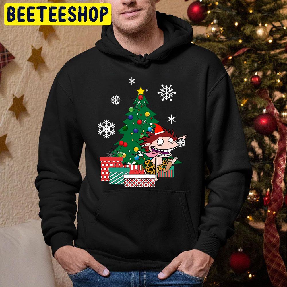 Amazing Adventure Chimpanzee Cartoon Donie Around The Christmas Trees Trending Unisex Hoodie