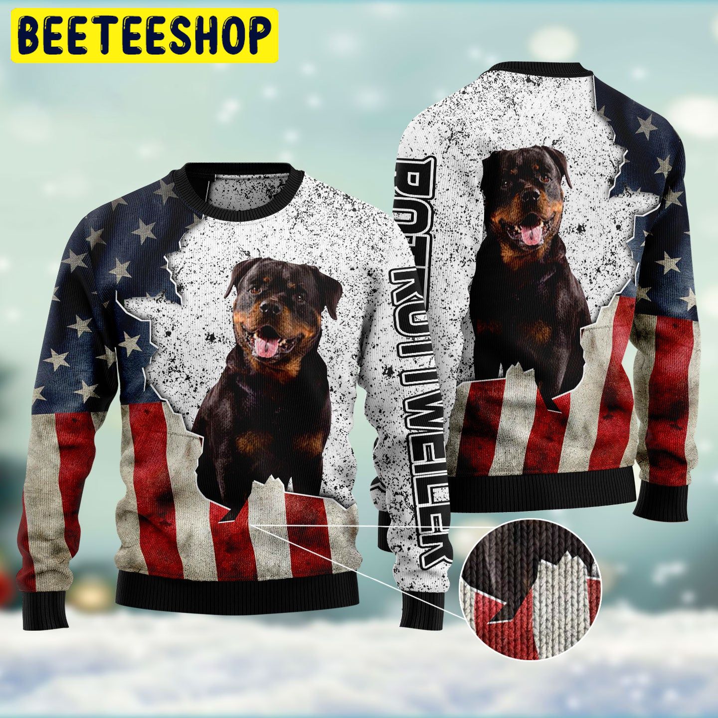 American Rottweiler Trending Ugly Christmas Sweatshirt