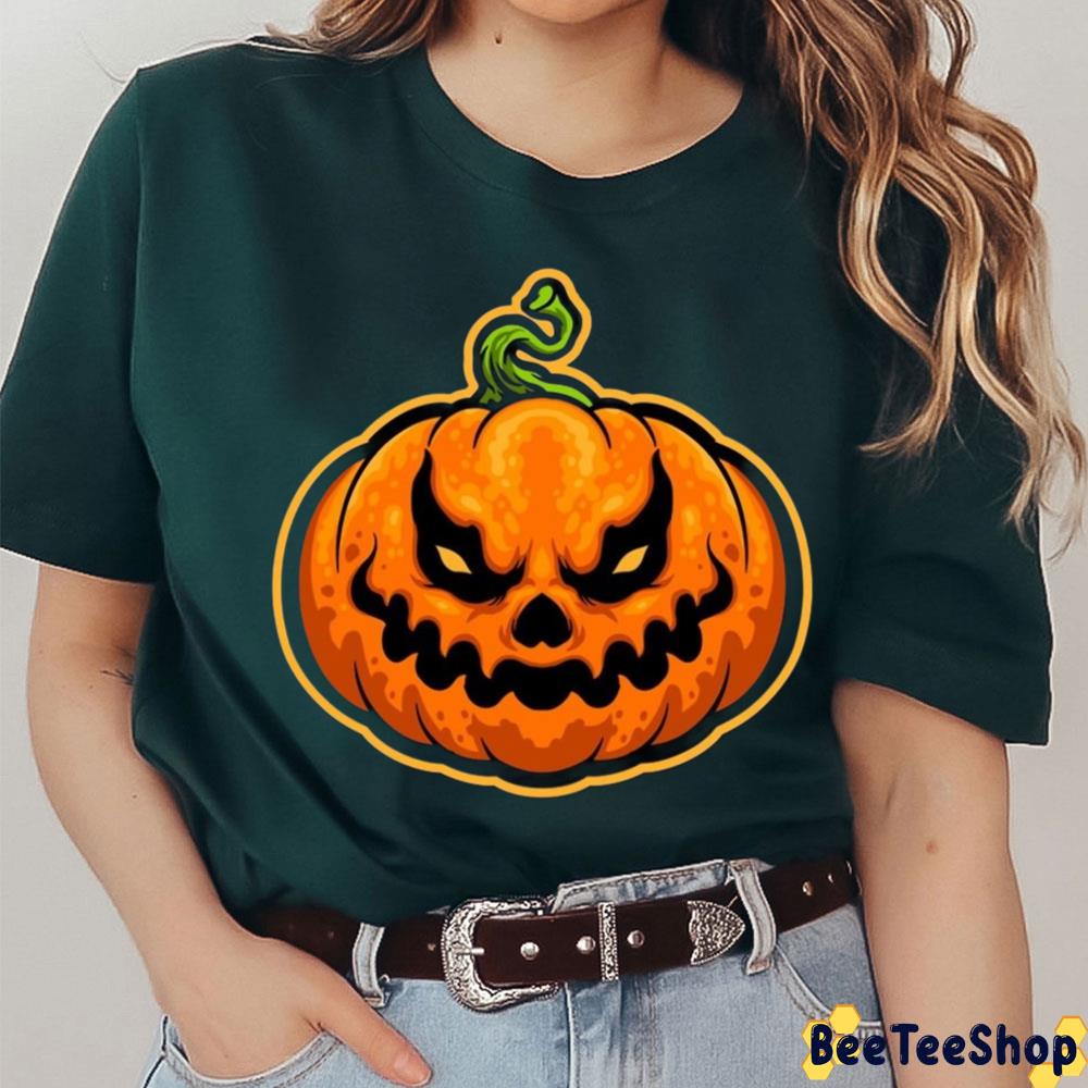 Angry Face Pumpkin Halloween Trending Unisex T-Shirt