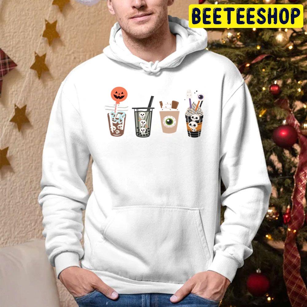 Autumn Fall Coffee Latte Cups Horrors Ghost Halloween Days Trending Unisex Hoodie