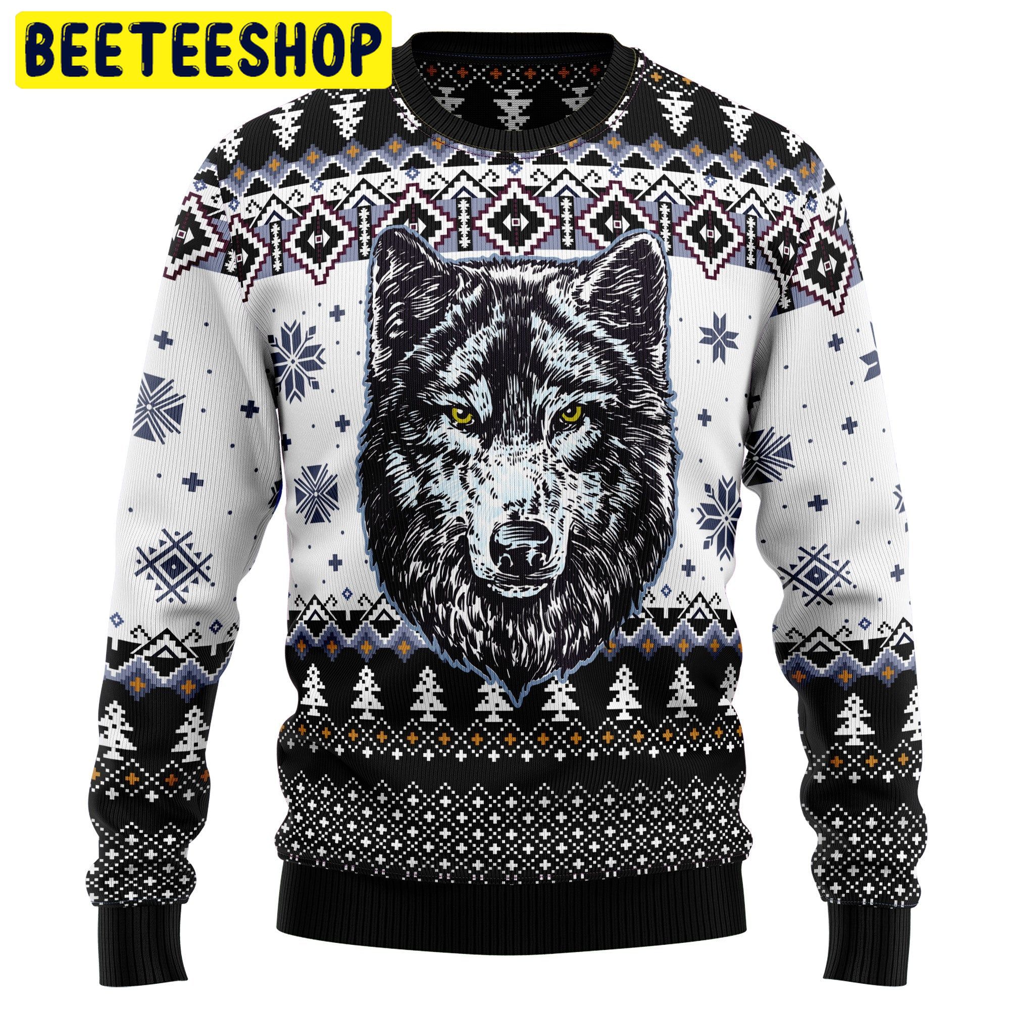 Awesome Wolf Trending Ugly Christmas Sweatshirt