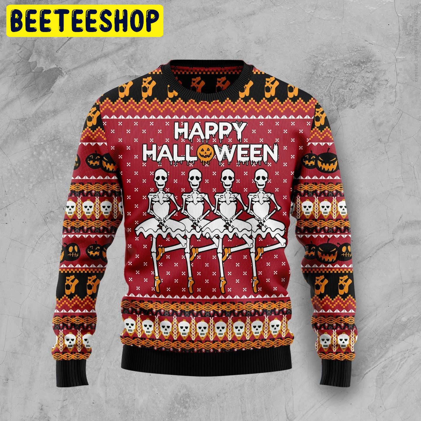 Ballet Skeleton Halloween Sweater