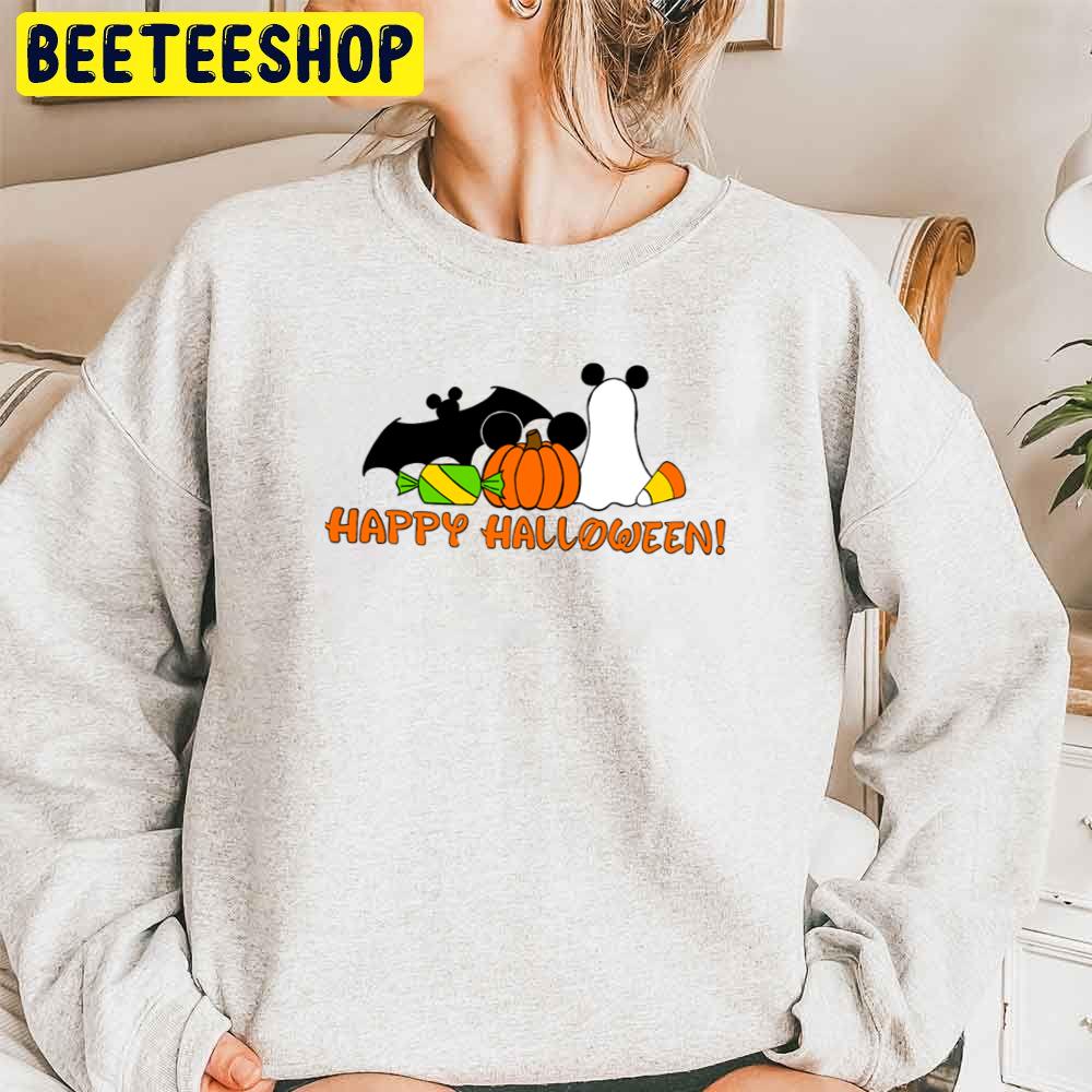 Bat Pumpkin And Boo Mickey Ear Happy Halloween Trending Unisex Sweatshirt Unisex T-Shirt