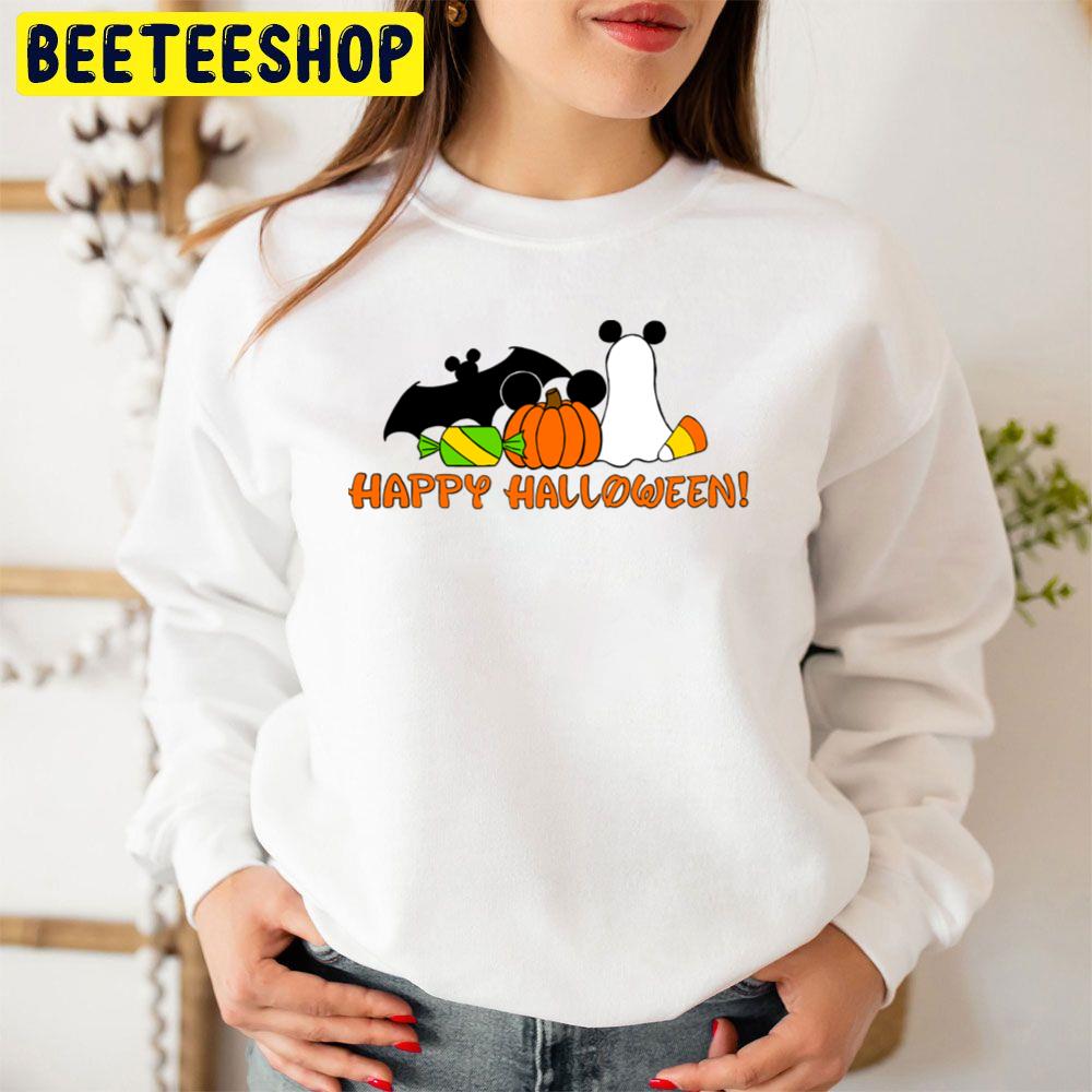 Bat Pumpkin And Boo Mickey Ear Happy Halloween Trending Unisex Sweatshirt Unisex T-Shirt