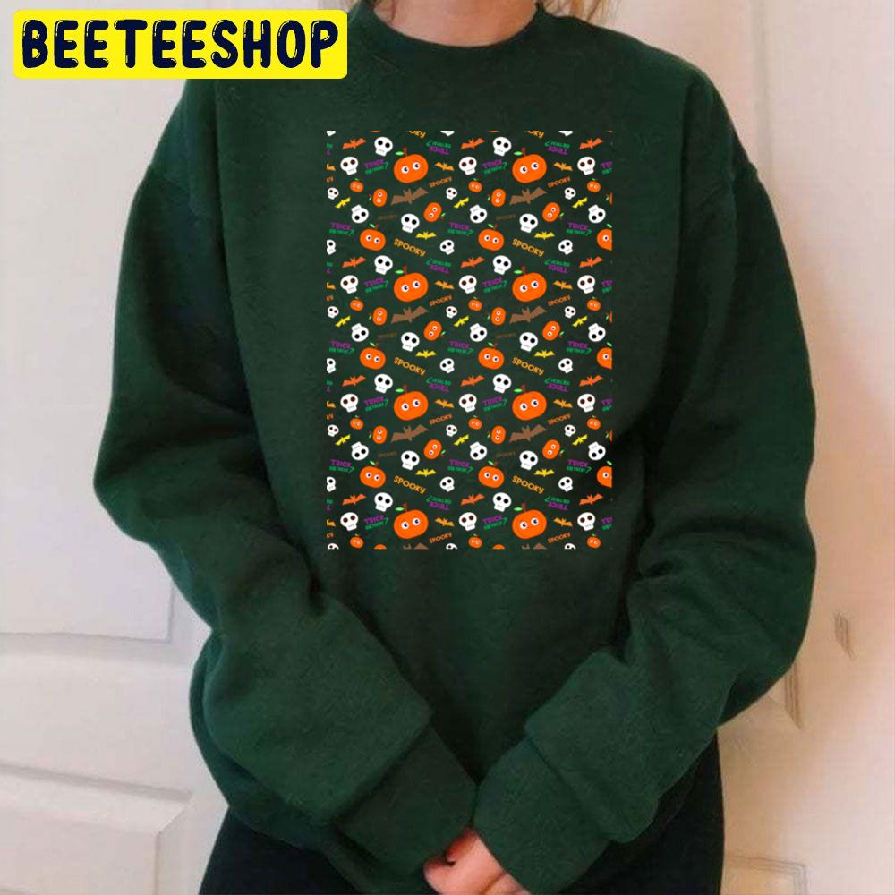 Bat Skull And Pumpkin Pattern Halloween Trending Unisex Sweatshirt