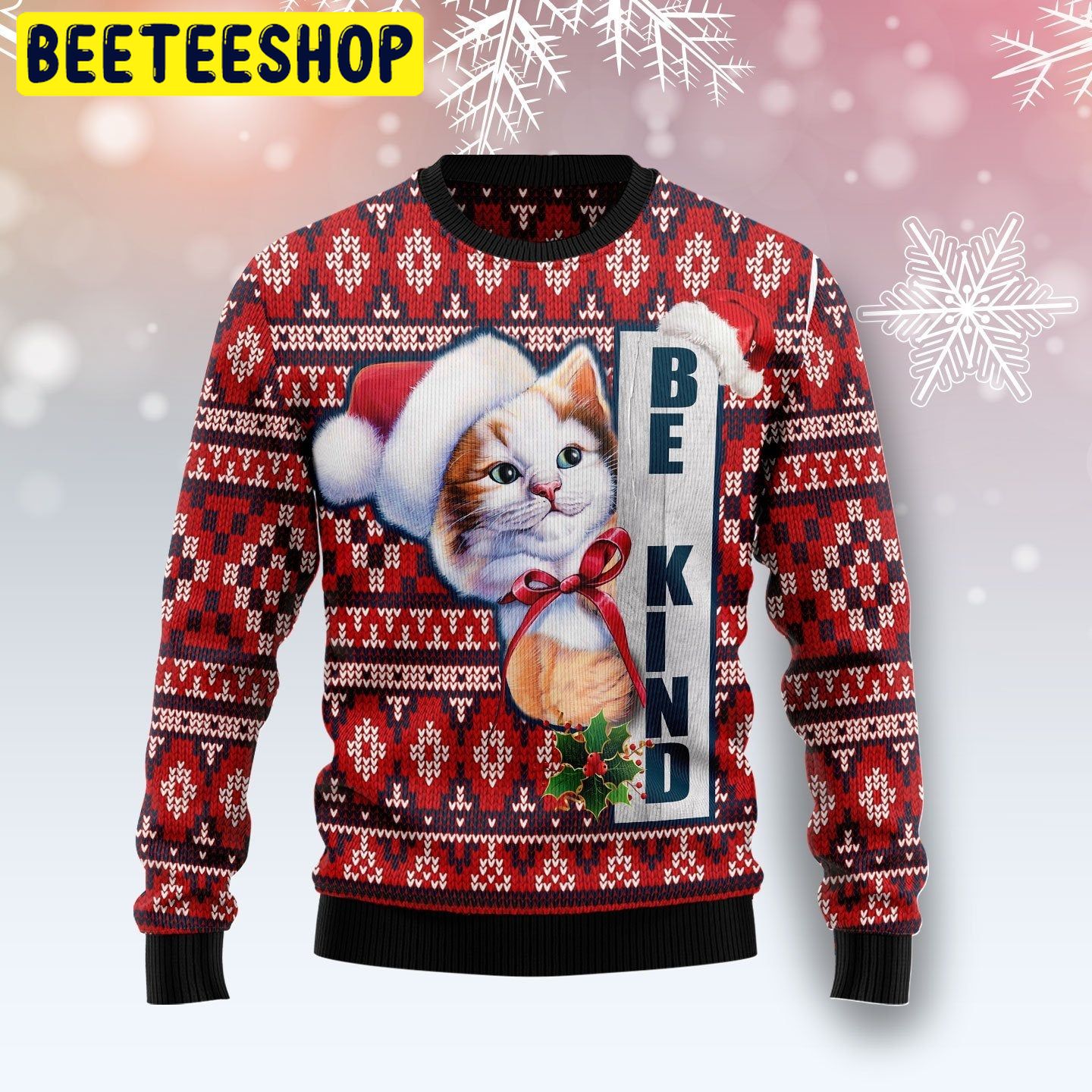 Be Kind Cat Trending Ugly Christmas Sweatshirt