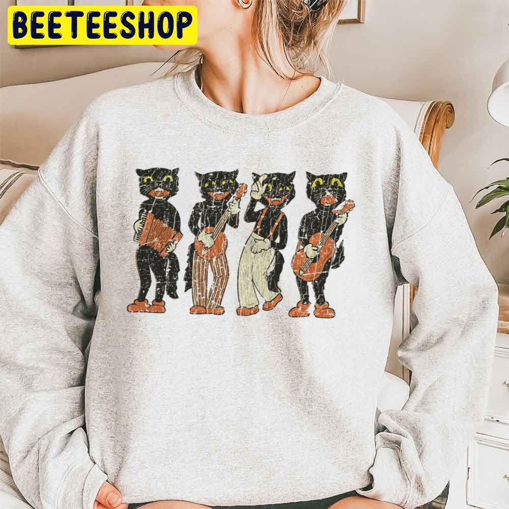 Black Cat Quartet 1940s Halloween Trending Unisex Sweatshirt