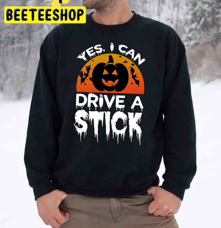 Black Pumpkin Yes, I Can Drive A Stick Halloween Broomstick Witch Trending Unisex Sweatshirt