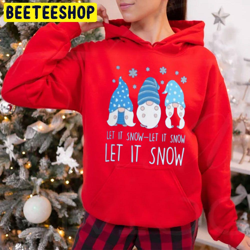 Blue Gnome Let It Snow Christmas Trending Unisex Hoodie