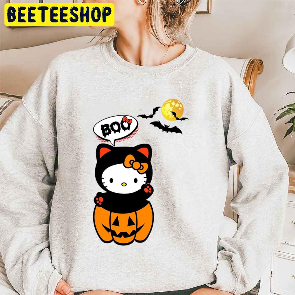 Boo Cute Cat Helloe Kitty Halloween Trending Unisex Sweatshirt