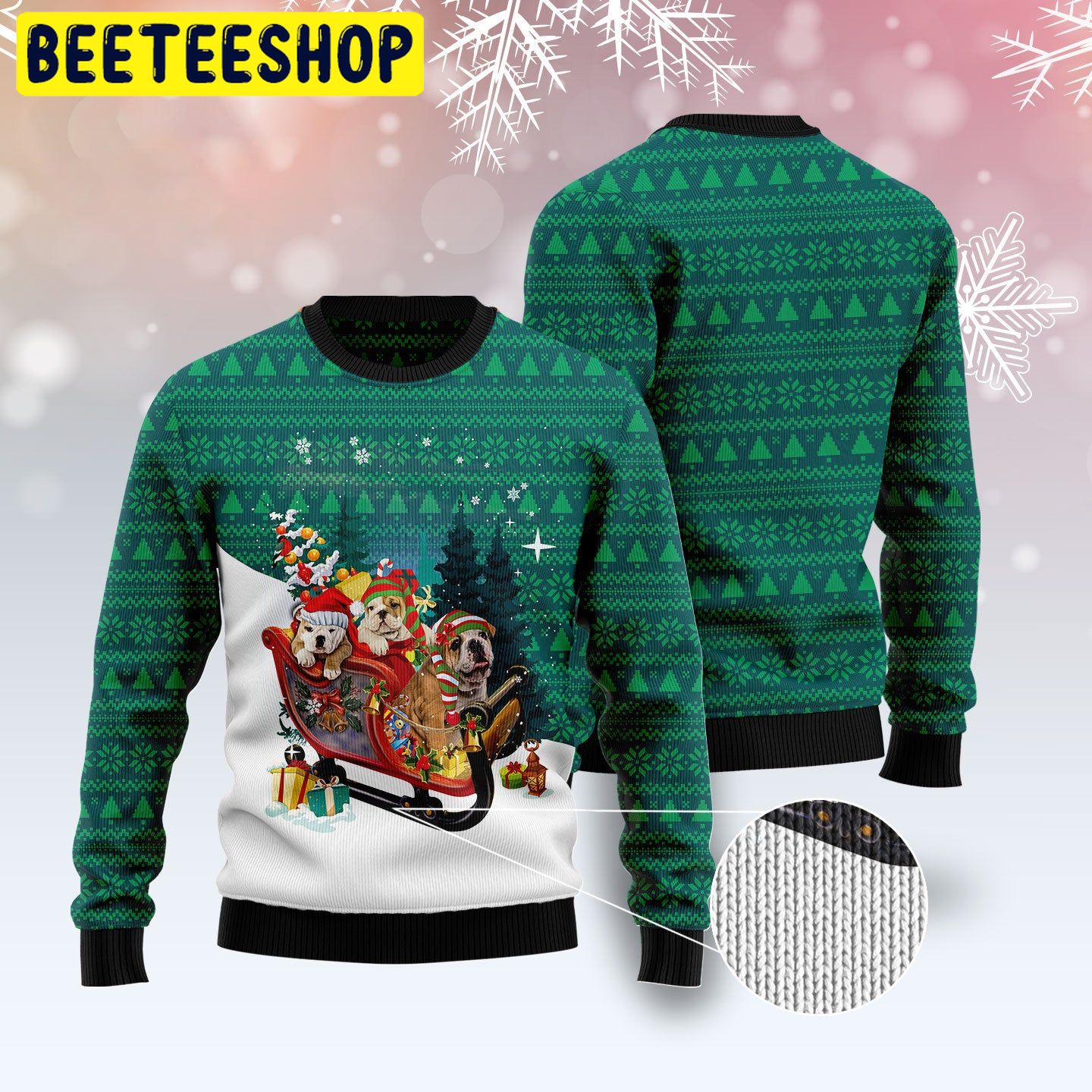 Bulldog Sleigh Trending Ugly Christmas Sweatshirt