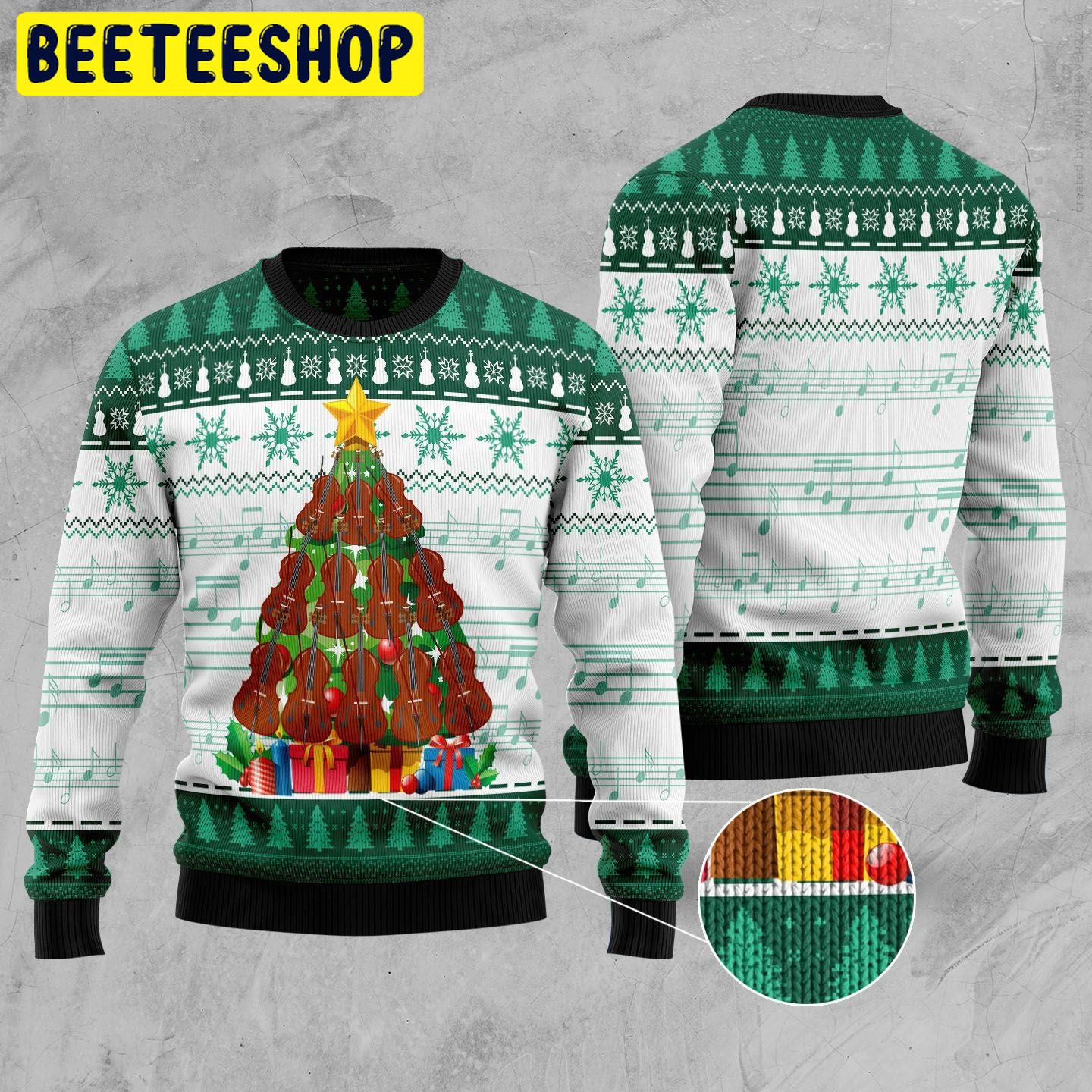 Cello Pine Tree Trending Ugly Christmas Sweatshirt