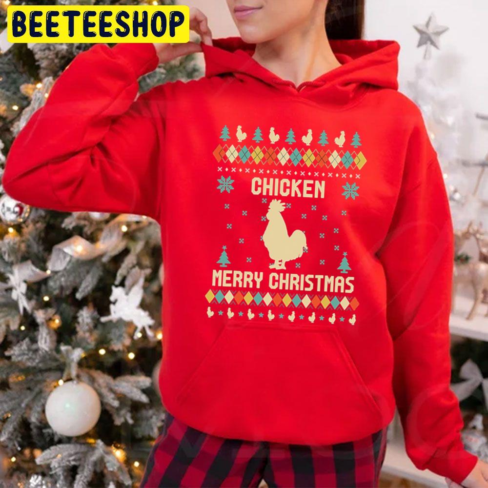 Chicken Merry Christmas Ugly Pattern Trending Unisex Hoodie