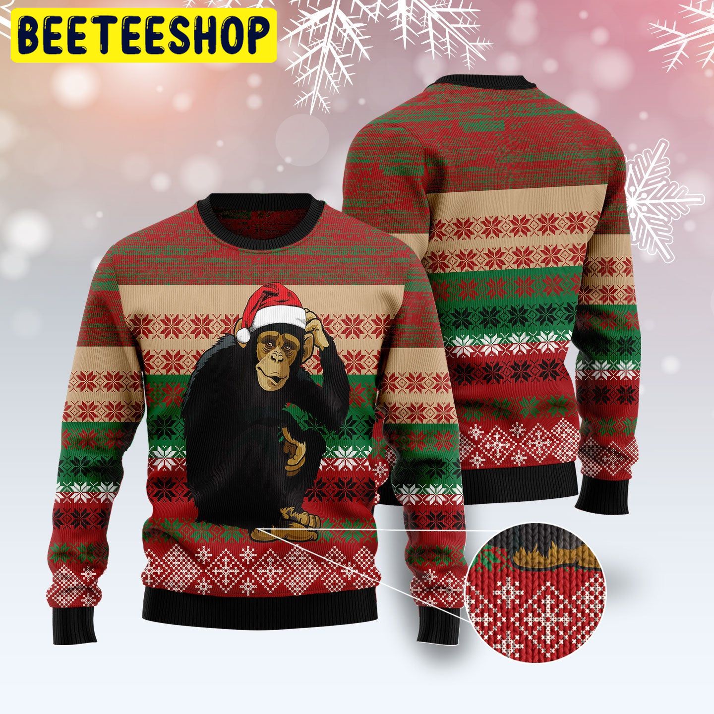 Chimpanzee Christmas Trending Ugly Christmas Sweatshirt