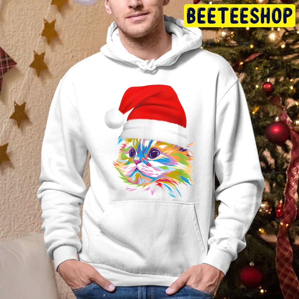 Christmas Hat Cat Trending Unisex Hoodie