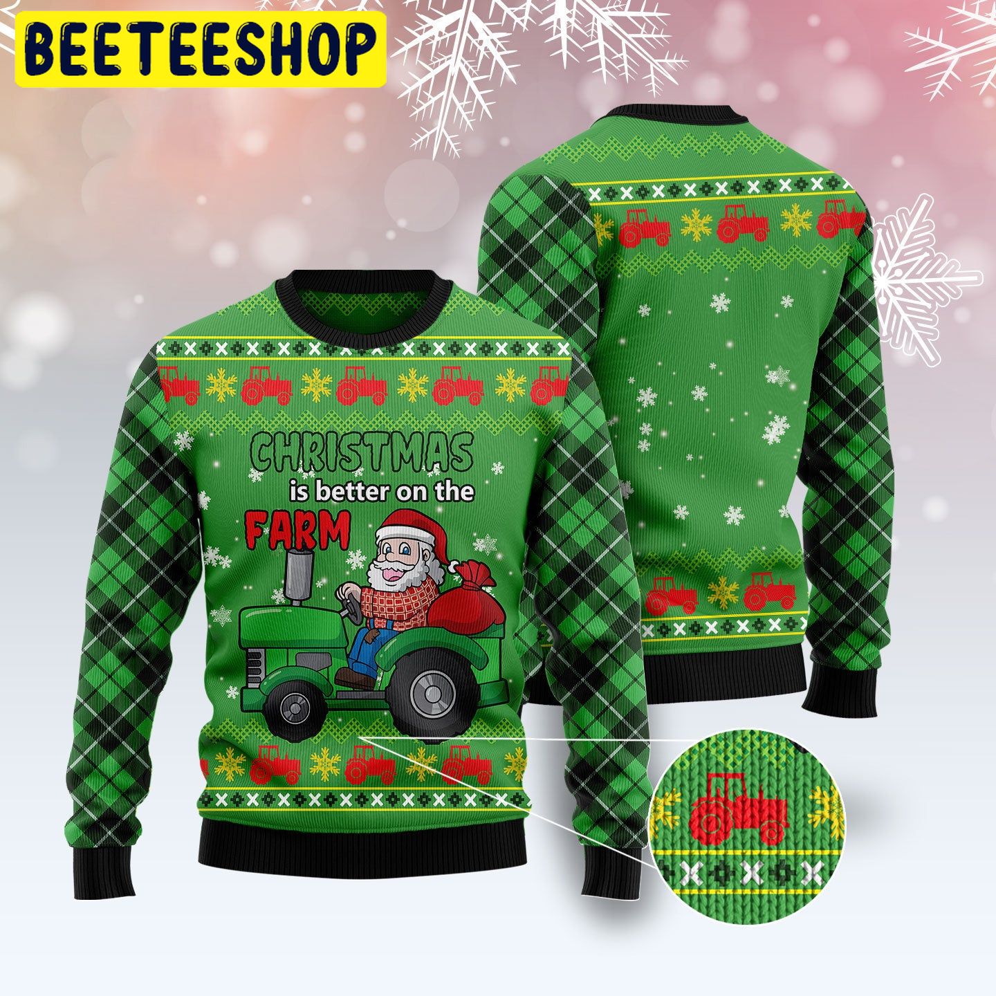 Christmas Is Better On The Farm Tractor Santa Trending Ugly Christmas Sweatshirt