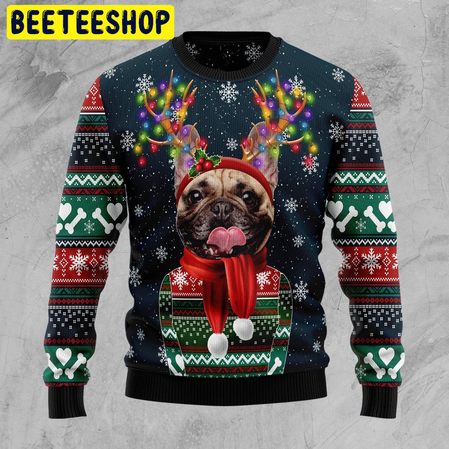 Cool French Bulldog Trending Ugly Christmas Sweatshirt
