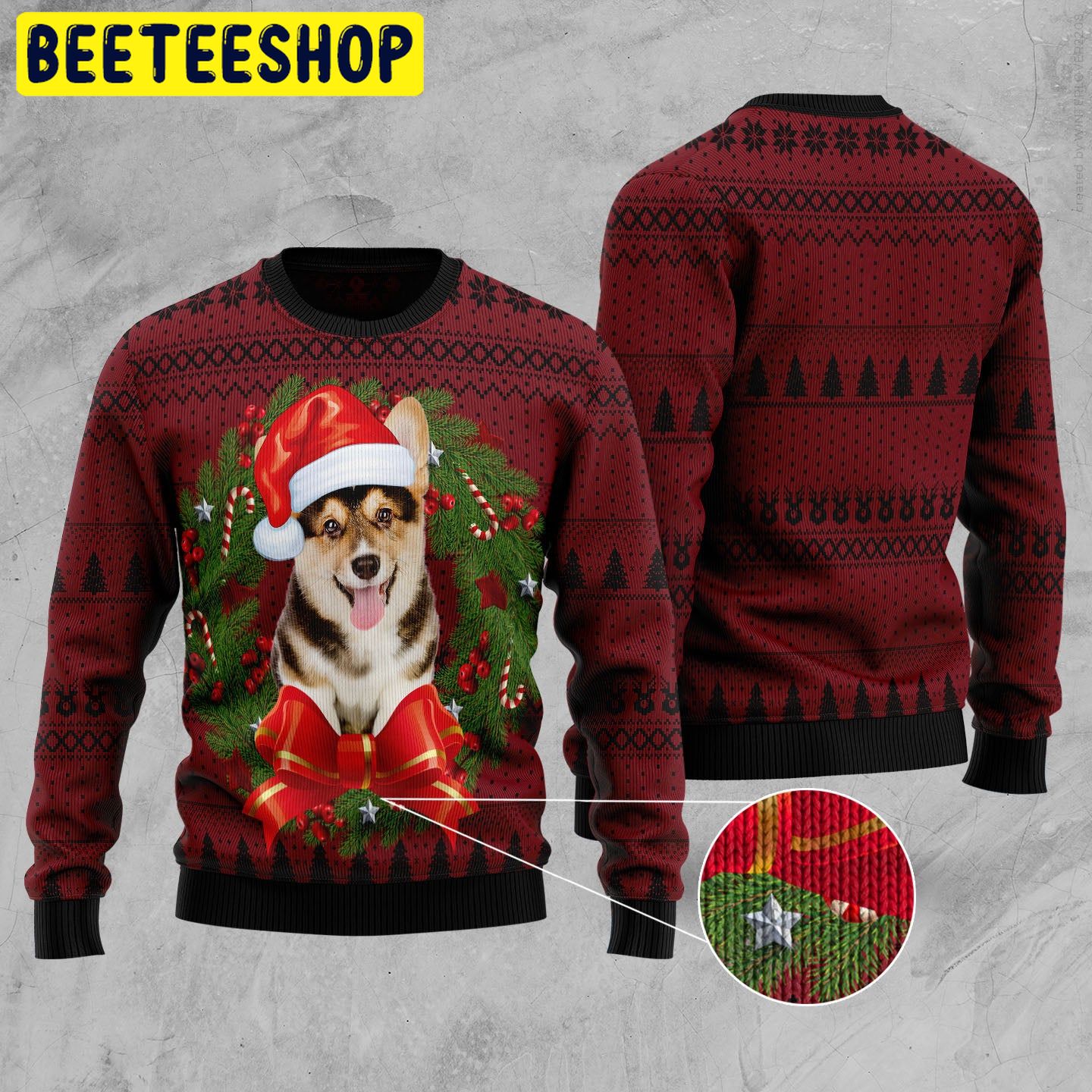 Corgi Wreath Trending Ugly Christmas Sweatshirt