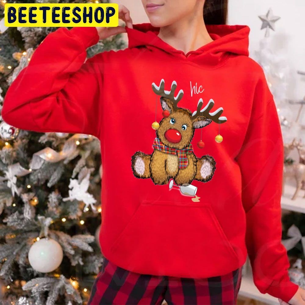 Cute Christmas Blitzened Drunken Reindeer Trending Unisex Hoodie