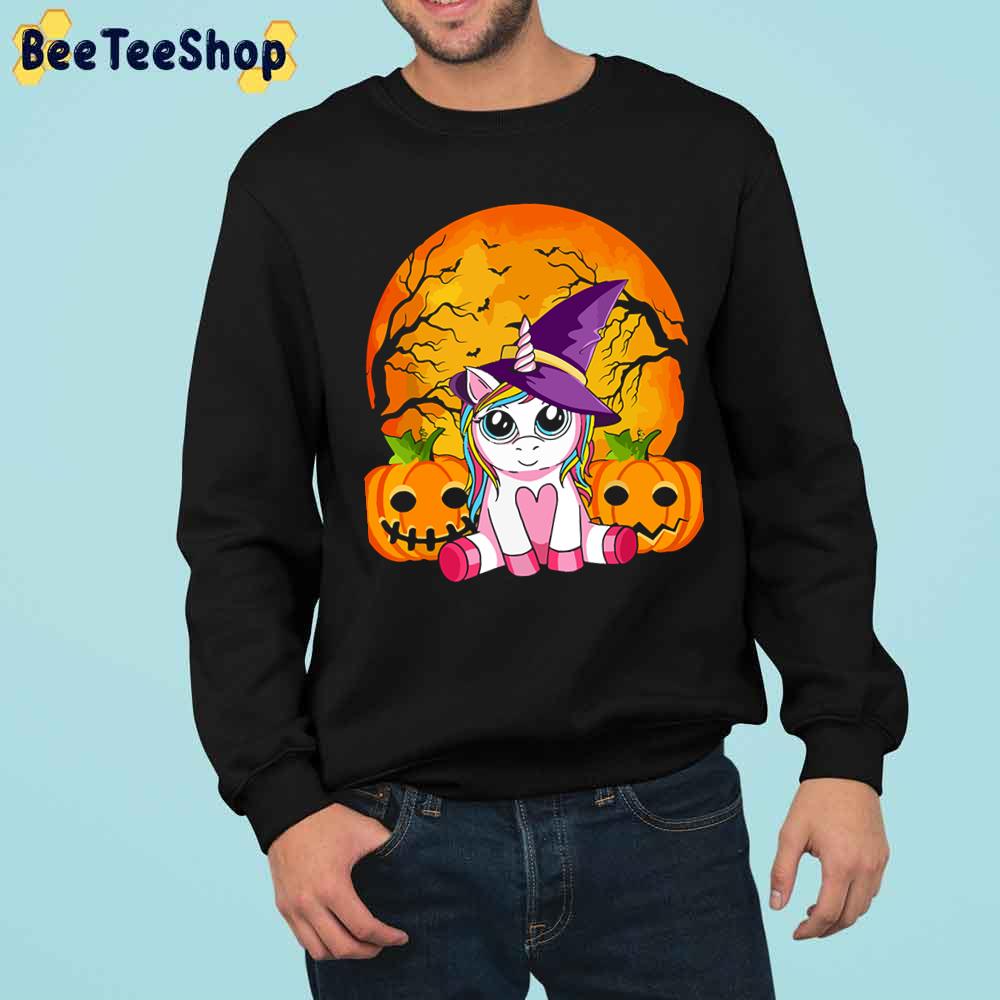 Cute Halloween Witch Unicorn Unisex Sweatshirt