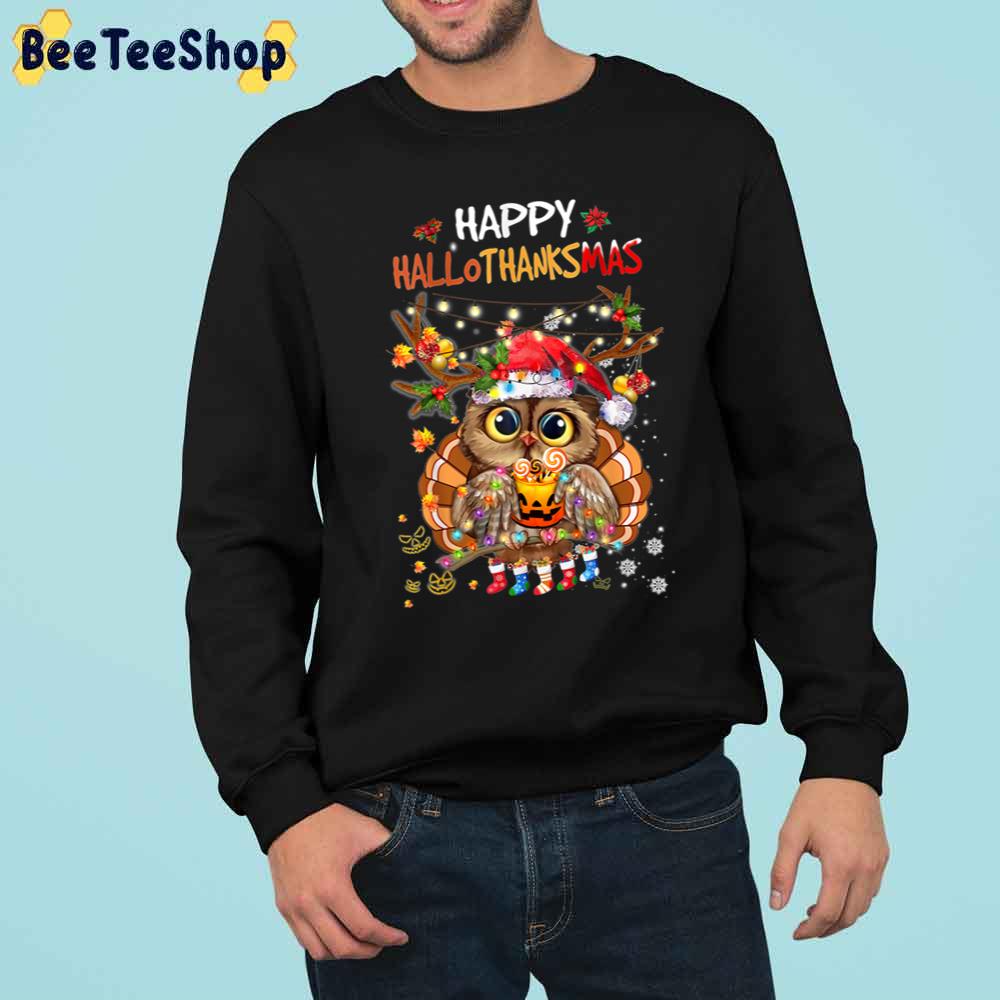 Cute Owl Hallothanksmas Trending Unisex Sweatshirt