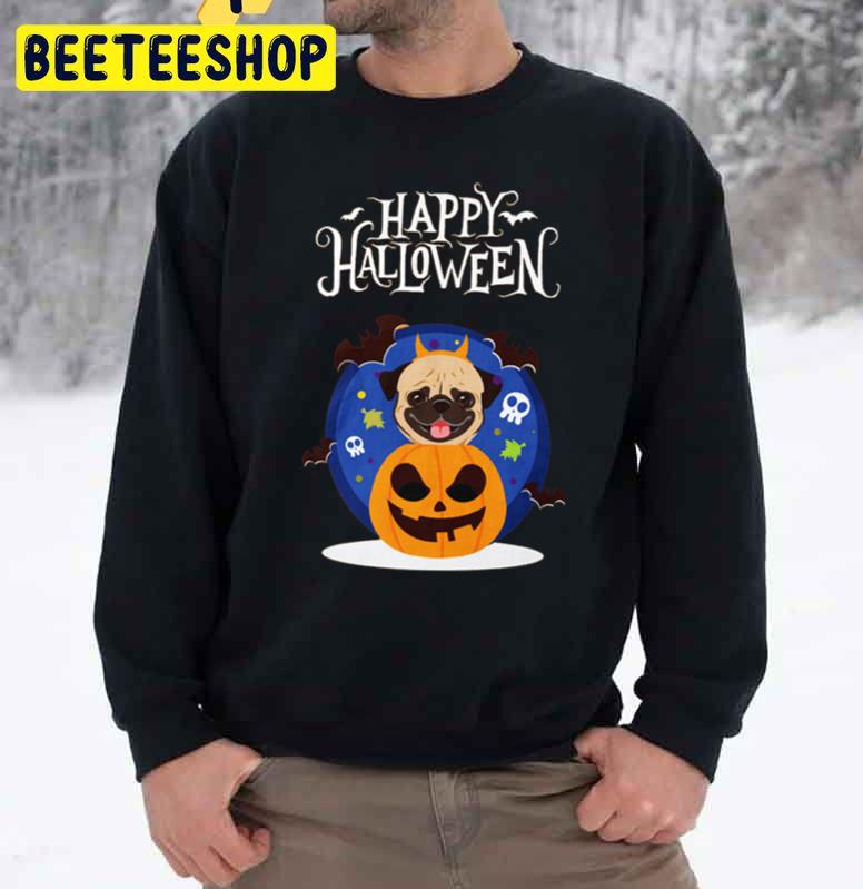 Cute Pug Pumpkin Happy Halloween Unisex Sweatshirt