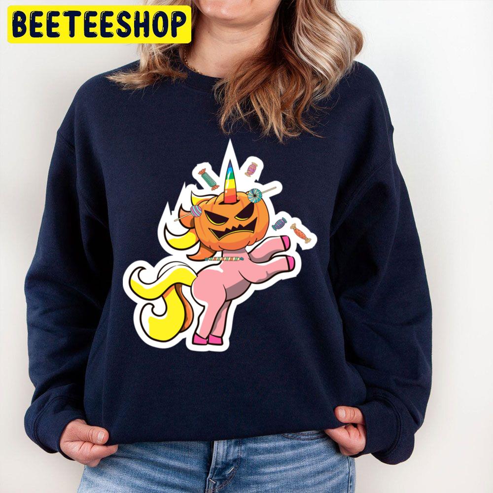 Cute Pumpkin Head Unicorn Halloween Unisex Sweatshirt