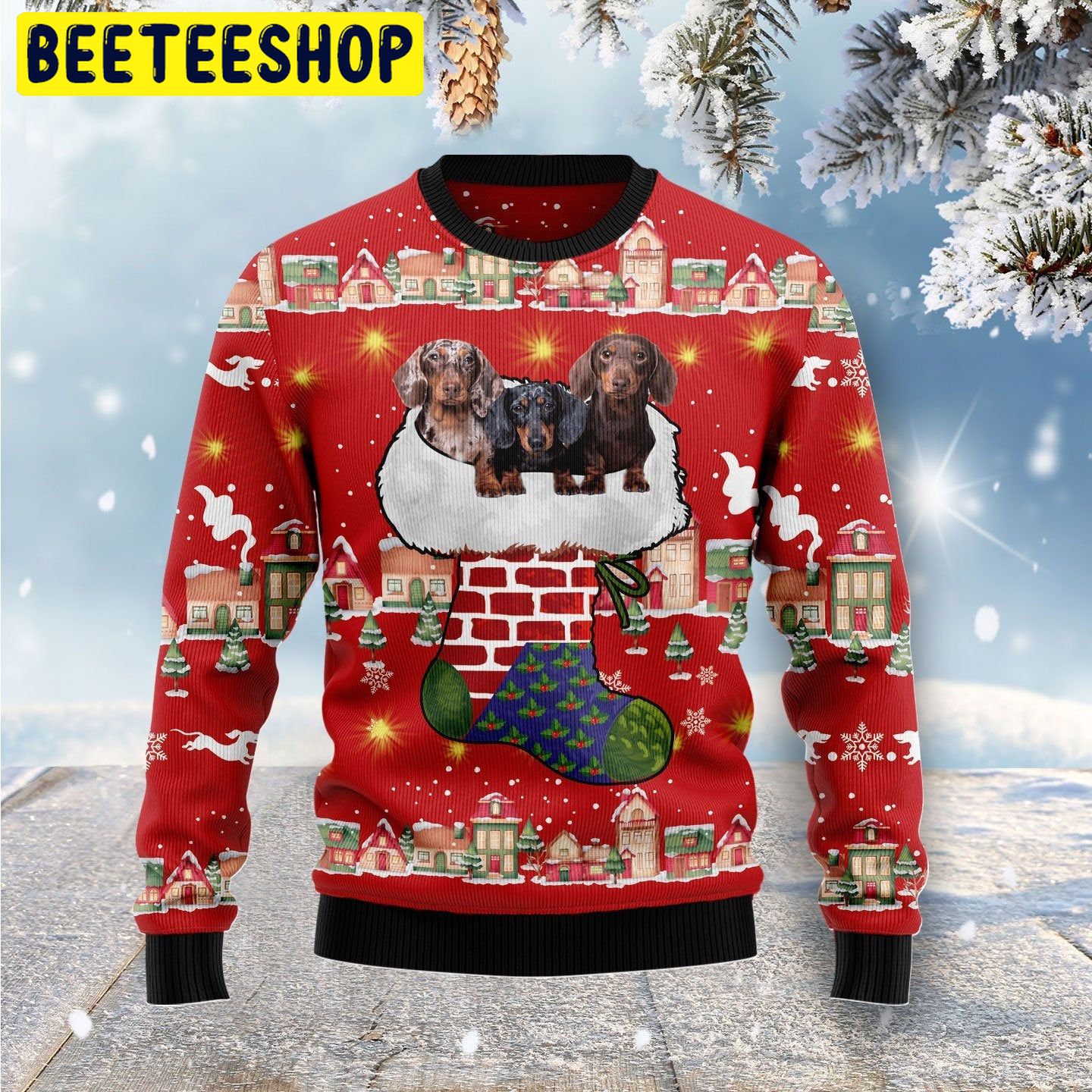 Dachshund Dog Light Up Trending Ugly Christmas Sweatshirt