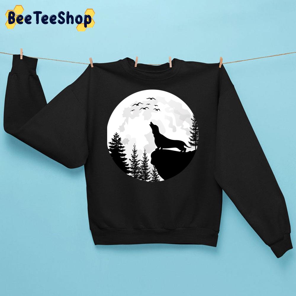 Dachshund Howl Halloween Moon Trending Unisex Sweatshirt