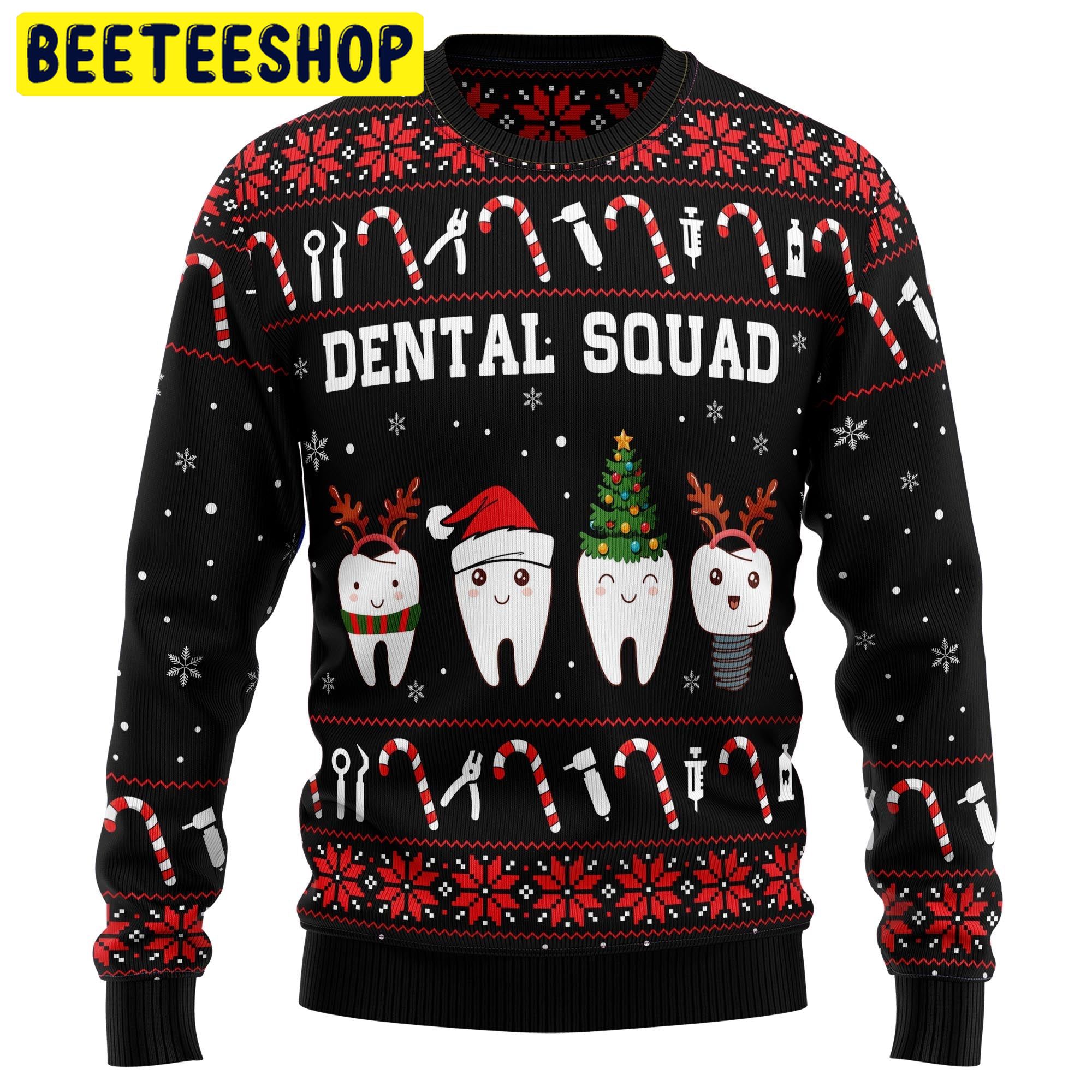Dental Squad Cute Teeth Trending Ugly Christmas Sweatshirt