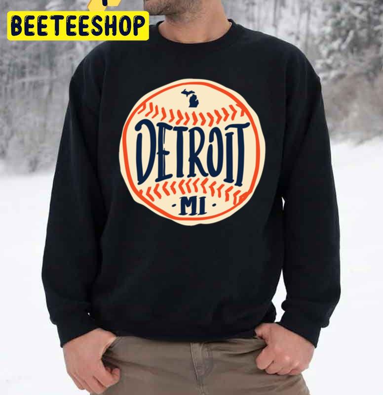 Detroit Michigan Hand Drawn Script Design Baseball Trending Unisex Sweatshirt