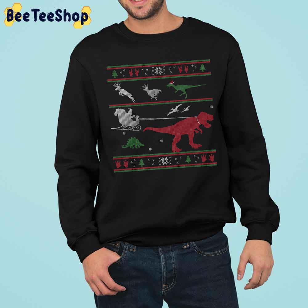 Dinosaur Xmas Ugly Pattern Trending Unisex Sweatshirt