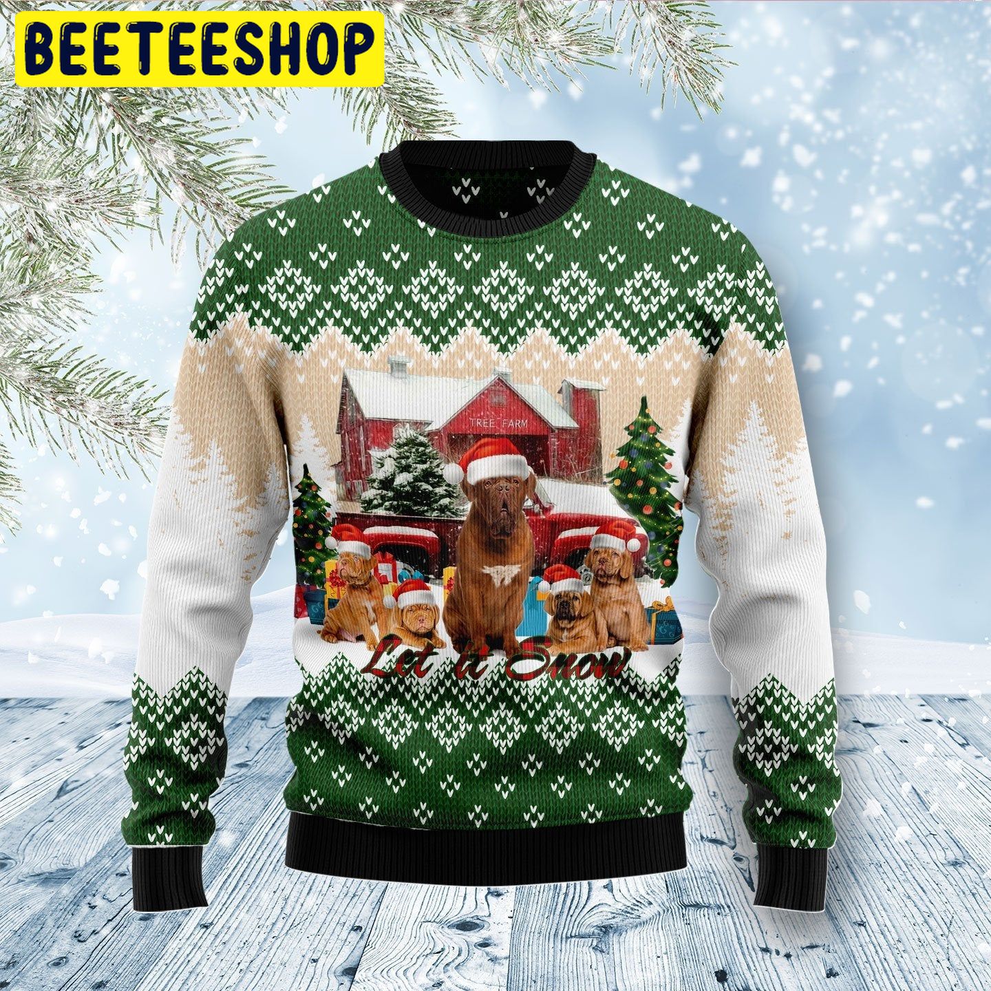 Dogue-De Bordeaux Dog Let It Snow Trending Ugly Christmas Sweatshirt