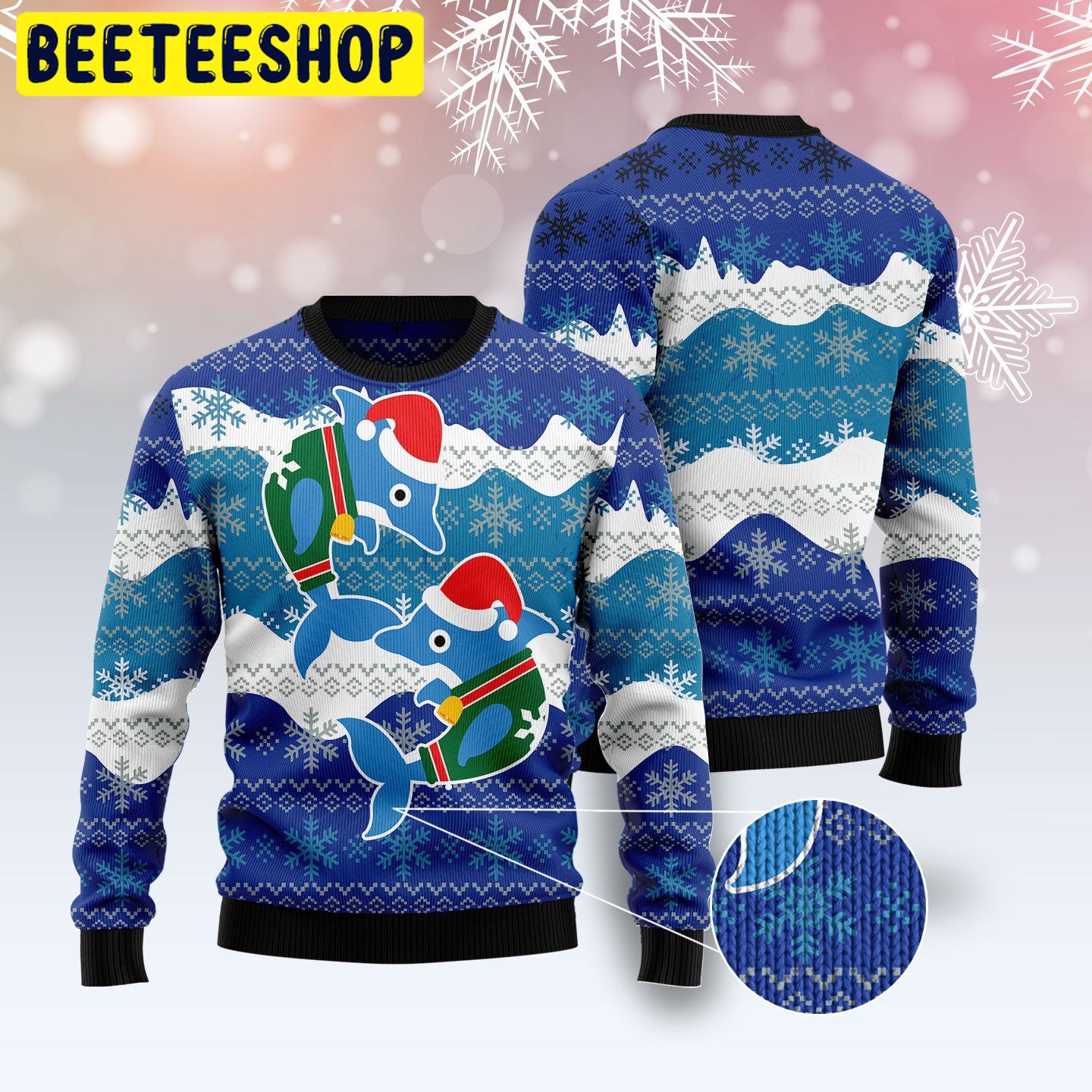 Dolphin Couple Trending Ugly Christmas Sweatshirt