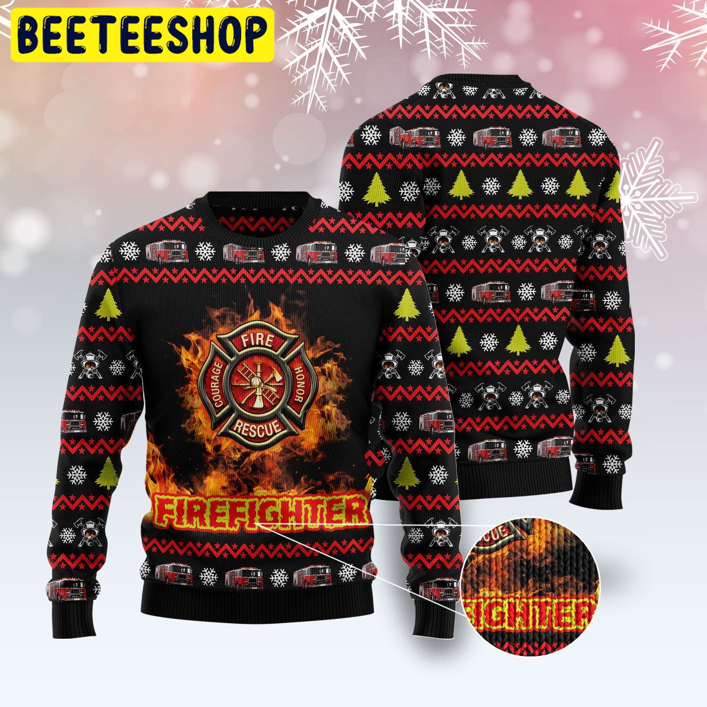 Firefighter Trending Ugly Christmas Sweatshirt