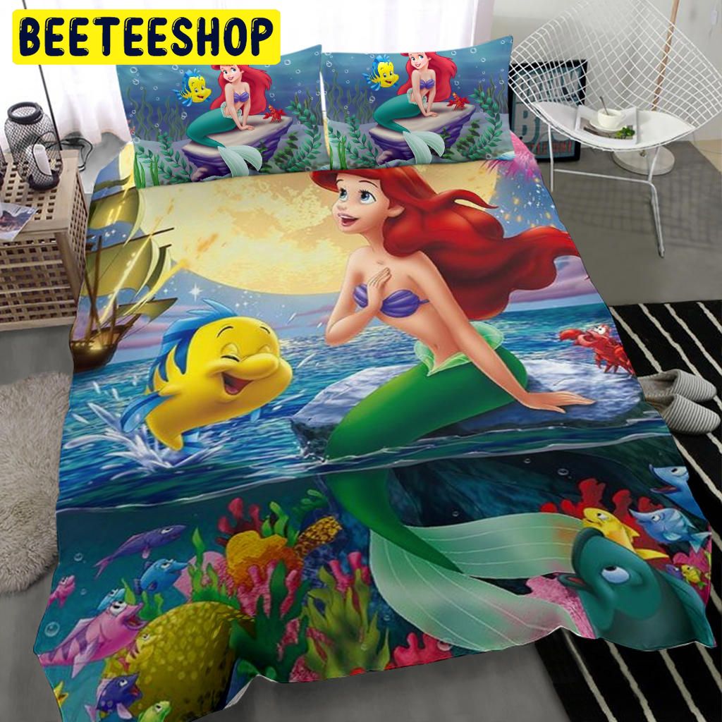 Flounder And Mermaid Disney Bedding Set