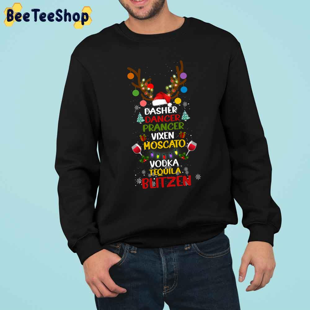 Funny Christmas Dasher Dancer Prancer Vixen Whiskey Vodka Trending Unisex Sweatshirt