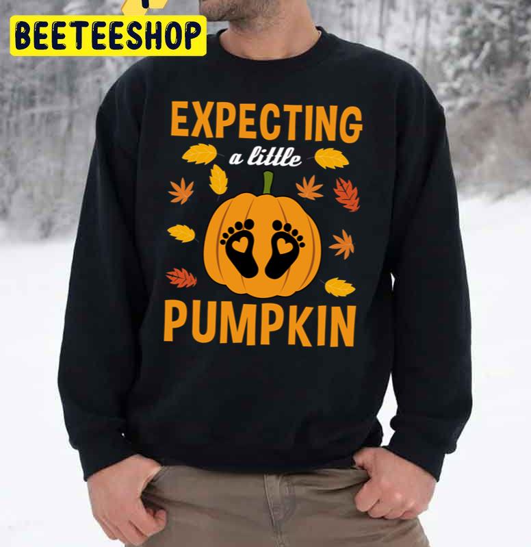 Funny Halloween Pregnancy Expecting A Little Pumpkin Maternity Trending Unisex Sweatshirt