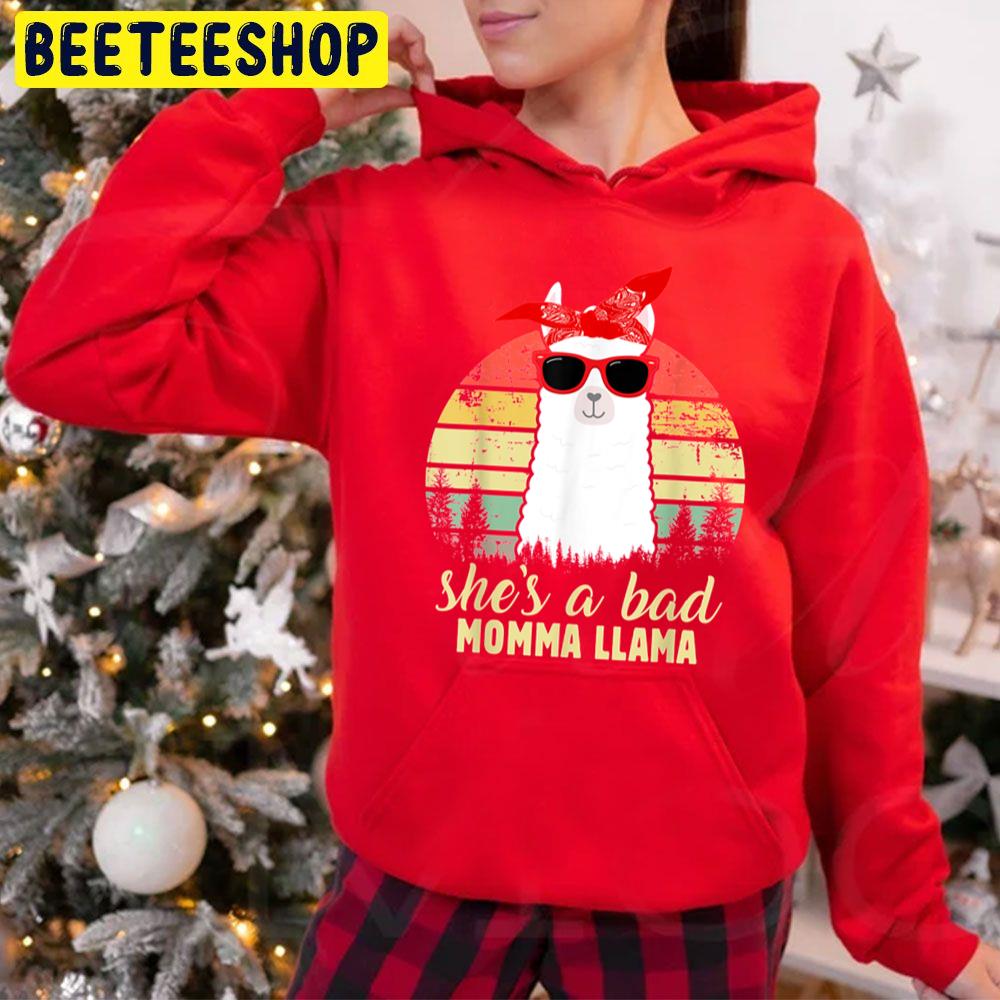 Funny She’s A Bad Momma Llama Mama Trending Unisex Hoodie