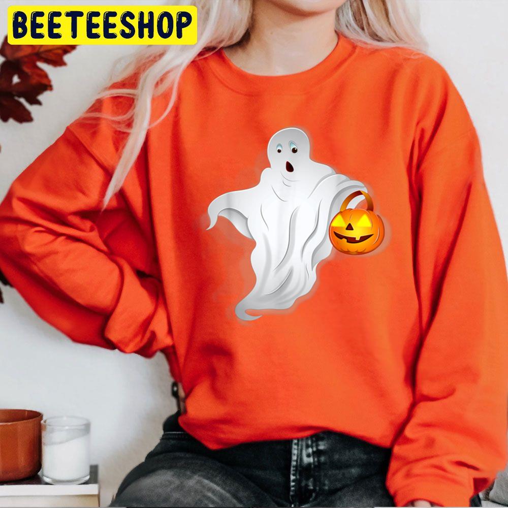 Ghost And Pumpkin Light Halloween Trending Unisex Sweatshirt